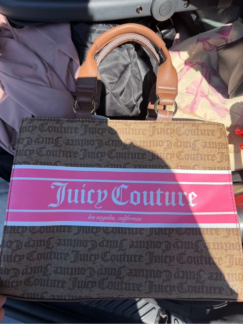 Juicy Couture Brown & Pink Logo Satchel